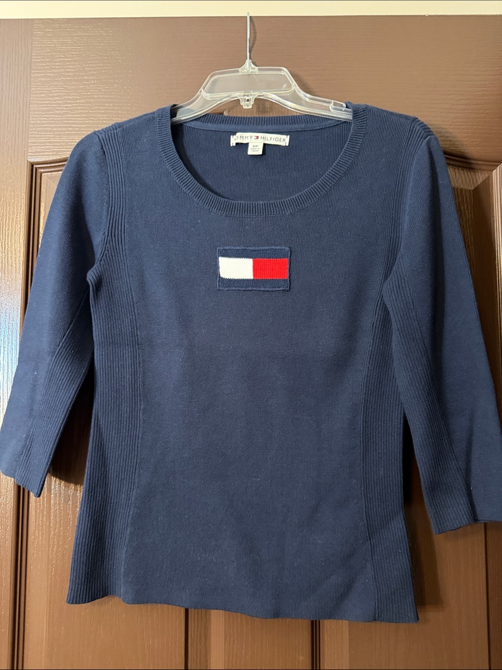 Tommy Hilfiger Navy Knit Top with Signature Flag